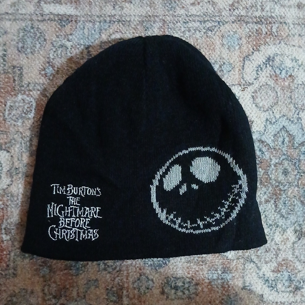 Black Nightmare Before Christmas reversable  Beanie